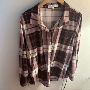 Eden & Olivia Plaid Shirt Burgundy size 1X Women